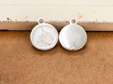 925 Sterling Silver Bodhi Printed Charms 10.7mm.