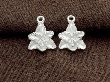 925 Sterling Silver Orchid Charms 10x11mm.