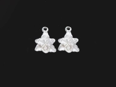 925 Sterling Silver Orchid Charms 10x11mm.