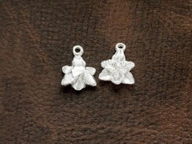 925 Sterling Silver Orchid Charms 10x11mm.