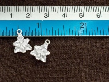 925 Sterling Silver Orchid Charms 10x11mm.