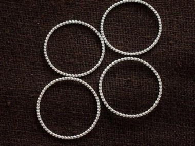 925 Sterling Silver Twisted Circle Links, Connectors 20 mm.