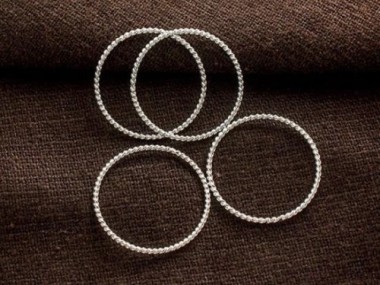 925 Sterling Silver Twisted Circle Links, Connectors 20 mm.