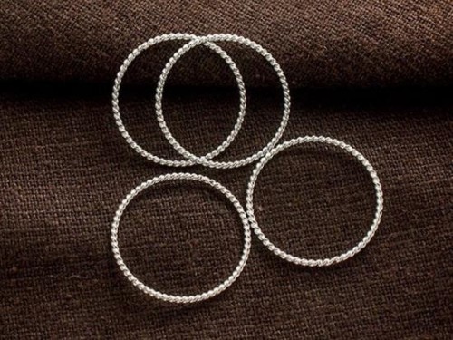 4 of 925 Sterling Silver Twisted Circle Links, Connectors 20 mm.