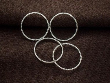 925 Sterling Silver Twisted Circle Links, Connectors 20 mm.