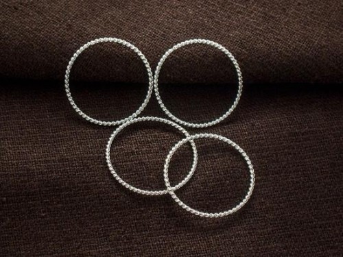 4 of 925 Sterling Silver Twisted Circle Links, Connectors 20 mm.