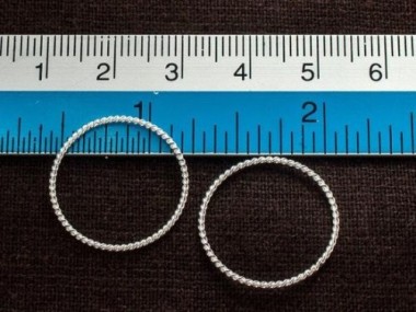 925 Sterling Silver Twisted Circle Links, Connectors 20 mm.