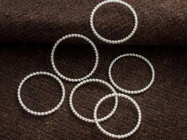 925 Sterling Silver Twisted Circle Links, Connectors 15 mm.