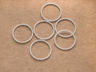 925 Sterling Silver Twisted Circle Links, Connectors 15 mm.