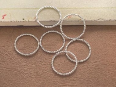 925 Sterling Silver Twisted Circle Links, Connectors 15 mm.