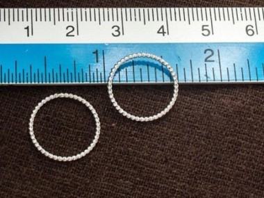 925 Sterling Silver Twisted Circle Links, Connectors 15 mm.