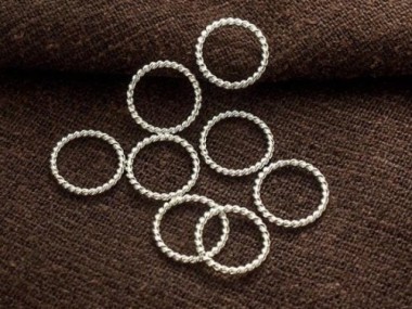 925 Sterling Silver Twisted Circle Links, Connectors 10 mm.