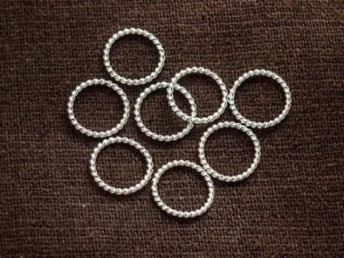 925 Sterling Silver Twisted Circle Links, Connectors 10 mm.