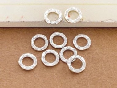 Karen Hill Tribe Silver Hammer Closed Jump Rings 8mm.