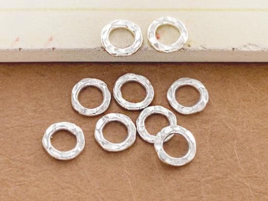 10 of Karen Hill Tribe Silver Hammer Closed Jump Rings 8mm.