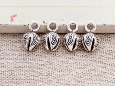 Karen Hill Tribe Silver Lotus Charms 6.5x7 mm.