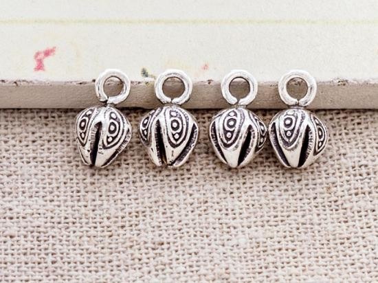 4 of Karen Hill Tribe Silver Lotus Charms 6.5x7 mm.