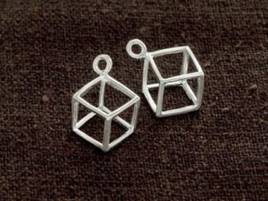 925 Sterling Silver Cube Charms 10.3 mm.