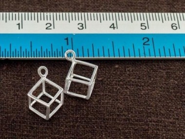 925 Sterling Silver Cube Charms 10.3 mm.