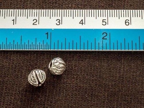 4 of Karen Hill Tribe Silver Imprinted Lotus Beads 6.5x7.5 mm.