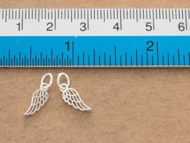 925 Sterling Silver Angel Wing Charms 4.5x9mm.