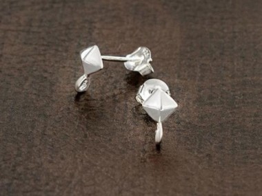 925 Sterling Silver Pyramid Stud Earrings Post Findings 5mm.