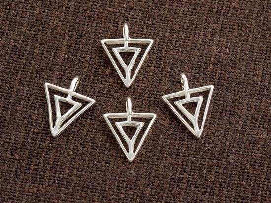 4 of 925 Sterling Silver Triangle Charms 8x8.5 mm. Polish Finished .