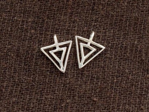 4 of 925 Sterling Silver Triangle Charms 8x8.5 mm. Polish Finished .