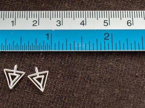 4 of 925 Sterling Silver Triangle Charms 8x8.5 mm. Polish Finished .