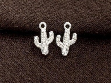 925 Sterling Silver Small Cactus Charms 8x10 mm.