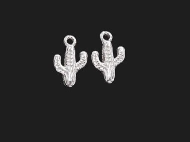 925 Sterling Silver Small Cactus Charms 8x10 mm.