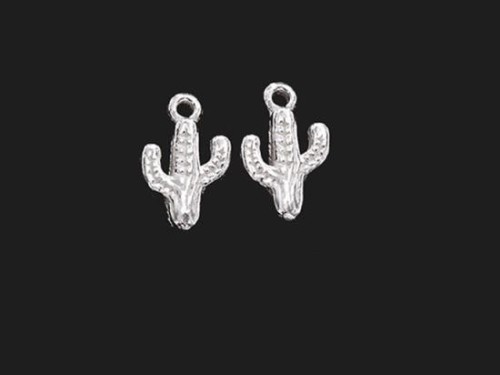 2 of 925 Sterling Silver Small Cactus Charms 8x10 mm.