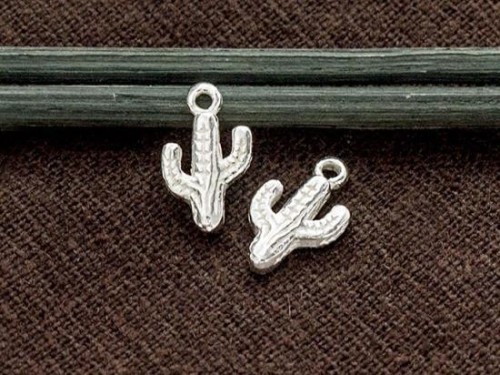 2 of 925 Sterling Silver Small Cactus Charms 8x10 mm.