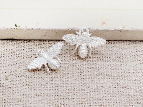 2 of 925 Sterling Silver Bee Charms 9x13 mm.