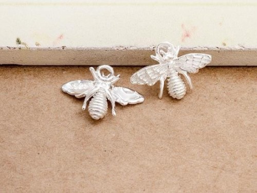 2 of 925 Sterling Silver Bee Charms 9x13 mm.