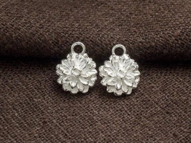 925 Sterling Silver Flower Charms 8mm.