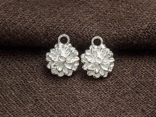 2 of 925 Sterling Silver Flower Charms 8mm. Matte Finish.