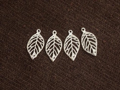 4 of 925 Sterling Silver Leaf Charms 7x11.5mm., Small Leaf Charms