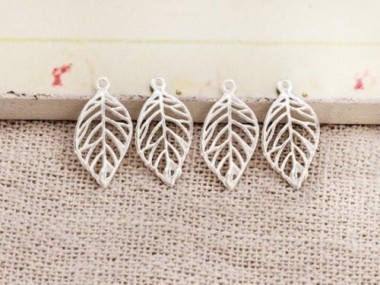 925 Sterling Silver Leaf Charms 7x11.5mm.,