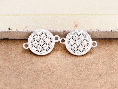 2 of 925 Sterling Silver filigree Flower Connectors, Links 11mm. , delicated links