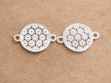 925 Sterling Silver filigree Flower Connectors, Links 11mm.