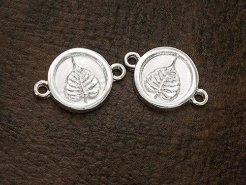 2 of 925 Sterling Silver Bodhi Printed Connectors,Links 11mm.