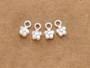 925 Sterling Silver Tiny Flower Charms 4.6mm.