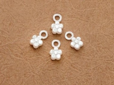 925 Sterling Silver Tiny Flower Charms 4.6mm.