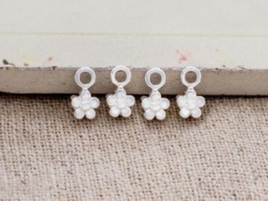 925 Sterling Silver Tiny Flower Charms 4.6mm.