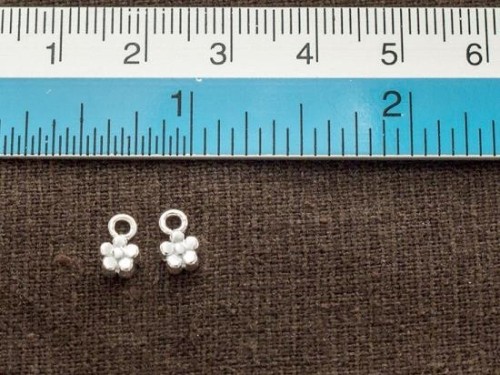 4 of 925 Sterling Silver Tiny Flower Charms 4.6mm.