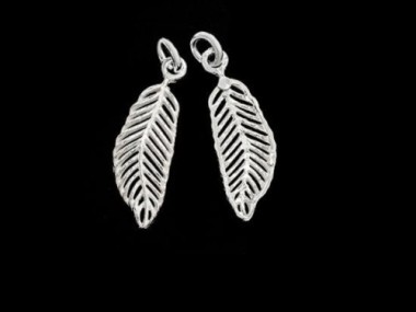 925 Sterling Silver Feather Charms 7x21 mm.