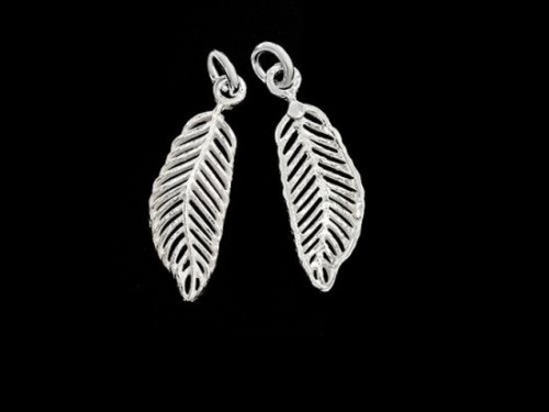 2 of 925 Sterling Silver Feather Charms 7x21 mm.