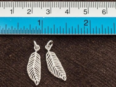 925 Sterling Silver Feather Charms 7x21 mm.