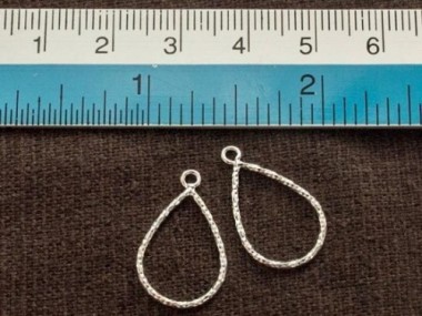 925 Sterling Silver Diamond Cut Drop Charms 13x18 mm.